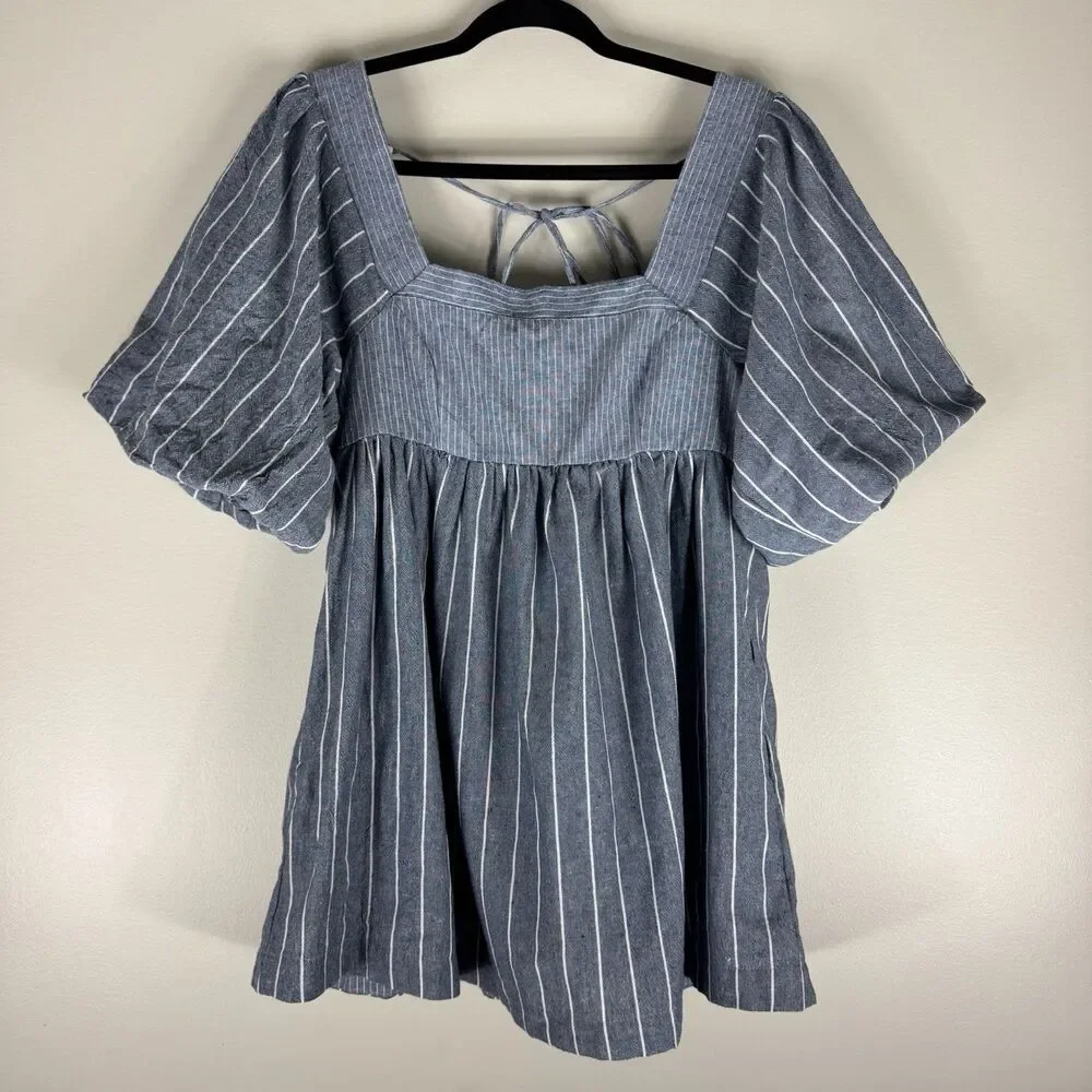 Free People Gigi Tunic Size XS Striped Puff Sleeve Fairy Cottagecore Boho
